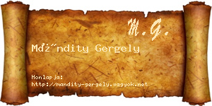 Mándity Gergely névjegykártya